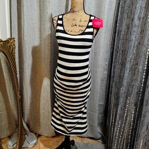 Isabel Maternity Black & White Striped Sleeveless Dress Size S